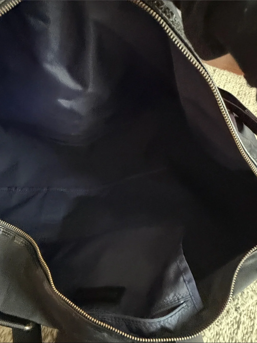 Moschino Black Duffel Bag with Gold Logo Hardware